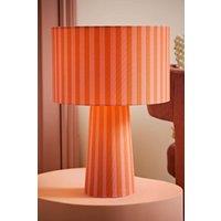 ValueLights Thorley Stripe Drum Shade Full Fabric Table Lamp in Pale Orange