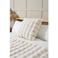 BHS Scalloped Faux Fur Cream Cushion