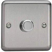 Varilight 1-Gang 2-Way Push-On/Off Rotary LED Dimmer Light Switch in Matt Chr in Grey