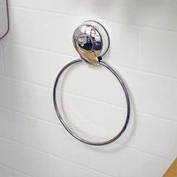 Showerdrape Suctionloc Chrome Suction Wall Mounted Towel Ring with Mounting Discs in Silver