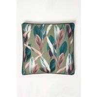 Homescapes Botanical Leaf Cushion 45 x 45 cm OEKO-TEX in Light Green | Size: 45 cm x 45 cm