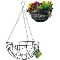 BARGAINS-GALORE 2 X 14 Hanging Basket Flower Pot Plant Metal Planter Garden Decoration in Black