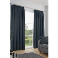 Fusion 'Galaxy' Pair of Light Reducing Thermal Effect Pencil Pleat Curtains in Navy | Size: 168 cm width x 229 cm drop