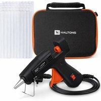 Haltons Hot Glue Gun, 20W Safe Electric Gun, 50 Melt Glue Sticks (150mm x 7mm) in Black