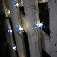 Voltico 30 Solar LED Lily Flower String Lights - Pastel Garden Glow in Baby Blue