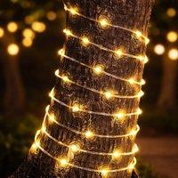 Voltico 10M Solar LED Rope Lights - 75 White Bulbs for Garden Styling in Off-White
