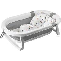 simpa Foldable Baby Bath Tub with Stand & Support Cushion in White