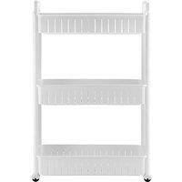 simpa 3 Tier Wide Multipurpose Kitchen Bathroom Storage Trolley with Wheels in White