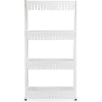 simpa 4 Tier Multipurpose Kitchen Bathroom Storage Trolley with Wheels in White