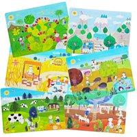 simpa Large Reversible Plastic Wipe Clean Placemats 45cm x 33cm - Set of 12 | Size: 45 cm x 33 cm