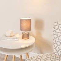 ValueLights Betty Pair of Glass Table Lamsp with Fabric Lamp Shades & LED Bulbs in Grey