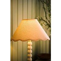 ValueLights Florie Natural Linen Small Taper Scallop Pastel Trim Lamp Shade & Bulb in Cream