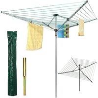 Trendi 4 Arm 50m Rotary Clothes Airer with Ground Spike & Cover
