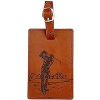 Selbrae House Golf Leather Luggage Tag in Tan