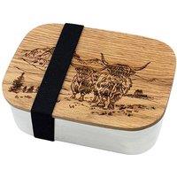 Selbrae House Scenic Highland Cow Lunch Box in Light Oak