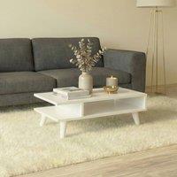Decortie 'Titus" Coffee Table with Open Storage Shelf in White | Size: 1 Pack
