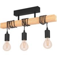 Eglo Townshend Natural Wood & Metal 3 Light Ceiling Pendant in Light Brown