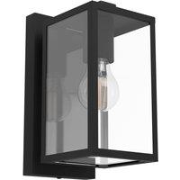 Eglo Budrone Modern Black Steel & Clear Glass Outdoor Wall Light