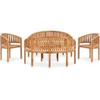 Berkfield Home 5 Piece Banana Garden Lounge Set Solid Teak Wood in Brown