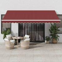 Berkfield Home Manual Retractable Awning with LED Burgundy 450x300 cm in Red