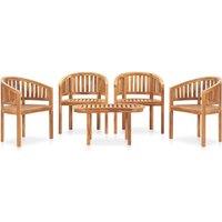 Berkfield Home 5 Piece Banana Garden Lounge Set Solid Teak Wood in Brown