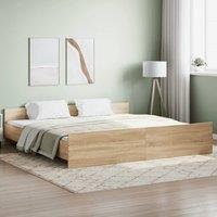 Berkfield Home Bed Frame with Headboard & Footboard Sonoma Oak 200x200 cm in Brown