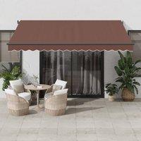 Berkfield Home Manual Retractable Awning with LEDs Brown 400x350 cm