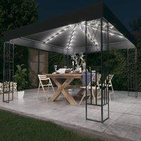Berkfield Home Gazebo with LED String Lights 3x3 m Anthracite Fabric in Black