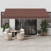 Berkfield Home Manual Retractable Awning with LEDs Brown 450x350 cm