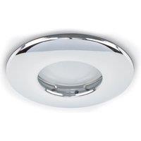 ValueLights Downlight Fire Rated IP65 Ceiling Light Fitting 4 Pack With Warm White Bulbs in Metallic Silver
