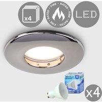 ValueLights Downlight Fire Rated IP65 Ceiling Light Fitting 4 Pack With Cool White Bulbs in Black
