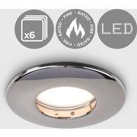 ValueLights Downlight Fire Rated IP65 Ceiling Light Fitting 6 Pack in Black