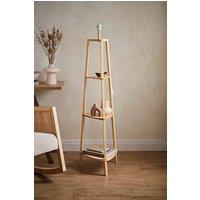 ValueLights Hiru 3 Tier Wooden Tripod Shelf Corner Floor Lamp Base in Natural