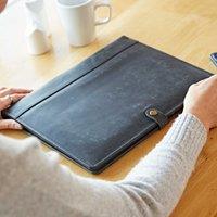 Paper High Distressed Buffalo Leather Document Portfolio in Black