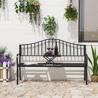 OUTSUNNY Outdoor Metal Frame 2 Seater Bench Patio Park Garden Seating Chair in Black