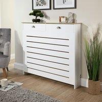Home Source Batley Radiator Cover Grill Shelf Cabinet Two Drawers MDF Modern White