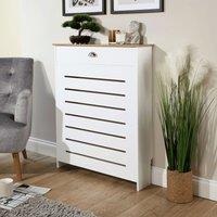 Home Source Batley Radiator Cover Grill Shelf Cabinet With Drawer MDF Modern White