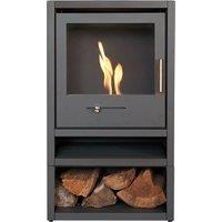 OKO Bio Ethanol Fires S1 Bio Ethanol Stove with Log Storage in Charcoal Grey in Black