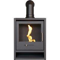OKO Bio Ethanol Fires S1 Bio Ethanol Stove in Charcoal Grey with Angled Stove Pipe in Black