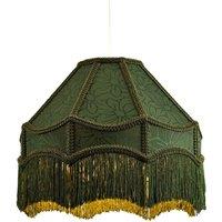 Happy Homewares Classic Forest Green Floral Jacquard Victorian Empire Pendant Shade in Dark Green | Size: 12 inches