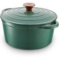 Tower Cast Iron Casserole Pan, Enamel Interior, 24cm, Green, BO800251GRN in Green