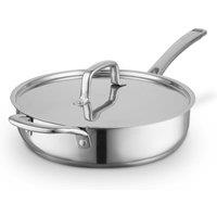 Sur La Table 28cm Multi-Pan with Lid, Riveted Steel Handle, Helper Handle, Induction Compatible, Stainless Steel in Silver | Size: A
