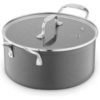 Sur La Table Anodised 24cm Casserole, 10x Stronger Superior Ceramic Non-Stick Coating, Tempered Glass Lid, Induction Compatible, Grey