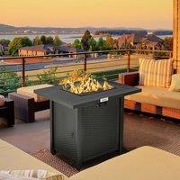 OUTSUNNY 40, 000 BTU Gas Firepit Table with Protective Cover in Black