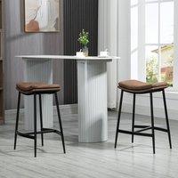 HOMCOM Breakfast Bar Stools Set of 2 Upholstered Barstools w/ Curved Seat in Brown