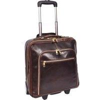 House of Leather Real Leather Pilot Case Travel Cabin Bag Sussex Black in Brown | Size: Small