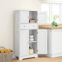 HOMCOM Kitchen Cupboard Kitchen Cabinet with Drawer & Adjustable Shelf White