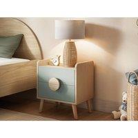 Flair Noah 2 Drawer Bedside Table Oak in Green
