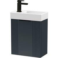 Balterley Dark Grey 400mm Wall Hung Vanity Unit with Black Handle