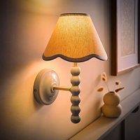 ValueLights Bobbins Powder Blue Wall Light with Linen Trim Lamp Shade & LED Bulb in Pale Blue